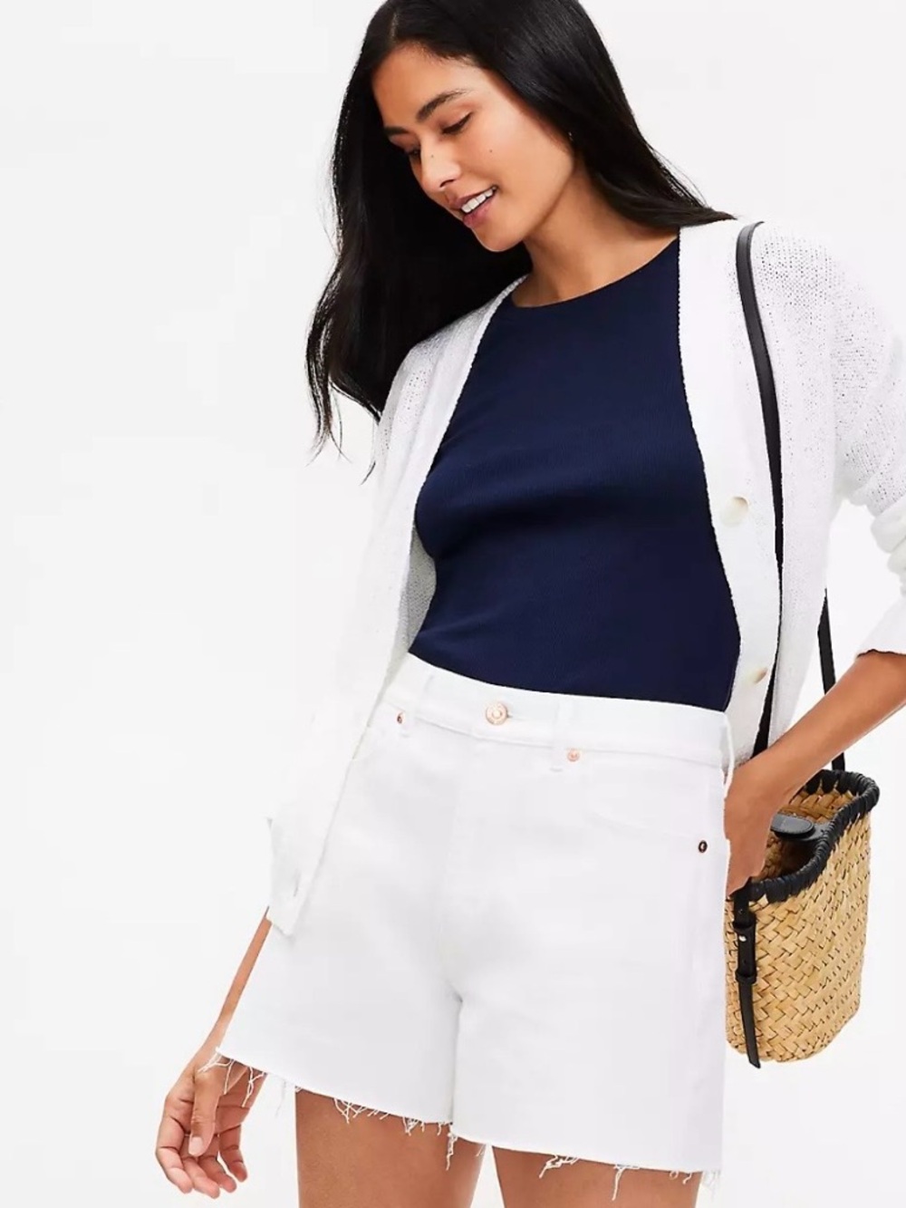 LOFT Fresh Cut High Rise Cut Off Denim Shorts